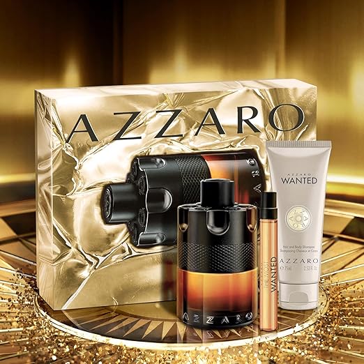 Azzaro The Most Wanted Parfum - Intense Mens Cologne Set ($195 Value) - 3-Piece Set with Full Size + Travel Size Fragrances - Lasting Wear