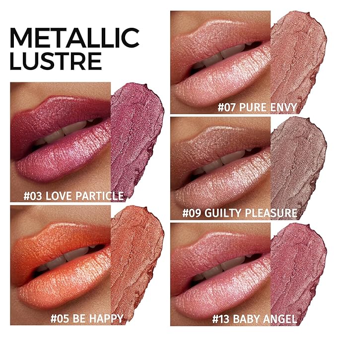 Anglicolor Metallic Glitter Pink Plum Brown Lipstick High Impact LipcolorMoisturizing Creamy FormulaLipstick For WomenSmooth and Non-StickyFull-Coverage Lip Color (#C 20g)