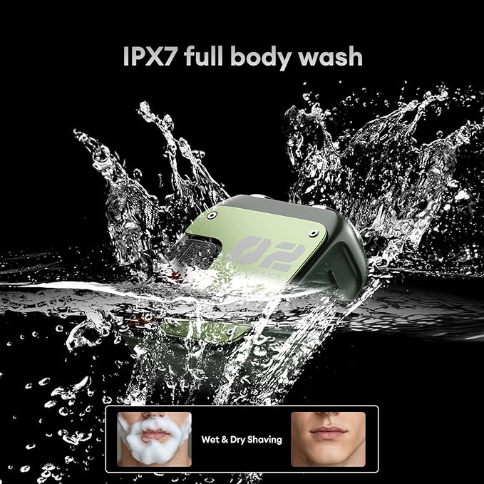 PAXA Mini Electric Shaver for Men9000Rpm Electric Razor for MenMagnetic Dual-Head Rotary Pocket Shaver IPX7 Waterproof Wet &amp Dry for Shaving FaceUSB-C Rechargeable for HomeCarTravel(Green)
