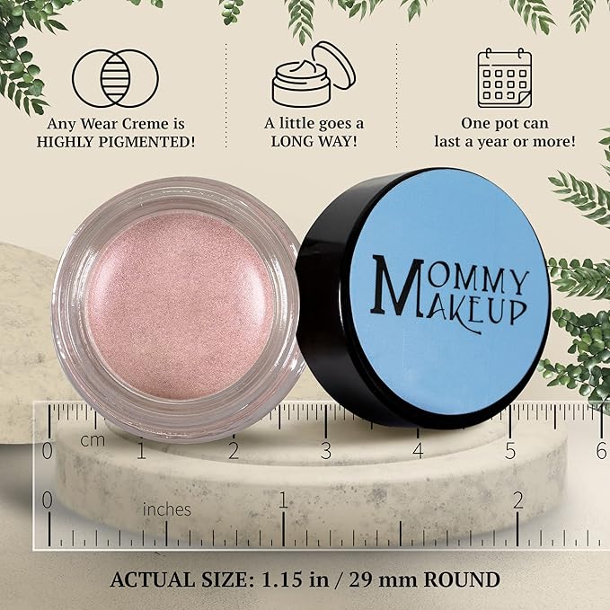 Mommy Makeup Any Wear Creme Eyeshadow - Waterproof Crease-Proof Long Lasting High Pigment Oil-free - Cream to Powder for Eyes Cheeks &amp Lips (Pink Icing)