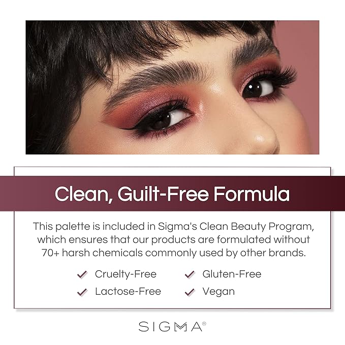 Sigma Beauty Cor-De-Rosa Eyeshadow Palette - 14 Warm Eyeshadow Shades in Matte Shimmer and Metalic Finishes - Highly Pigmented Vegan Eye Makeup Palette - Clean Beauty Products