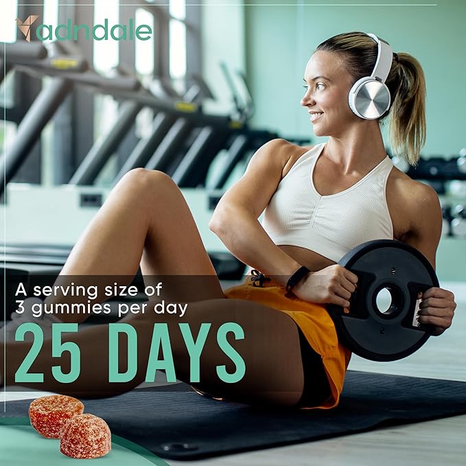 Adndale Creatine Gummies for Women &amp Men 5000mg per Serving Creatine Monohydrate Supplement with Beta-Alanine L-Citrulline &amp B12-75 Vegan Gummies. Sugar-Free