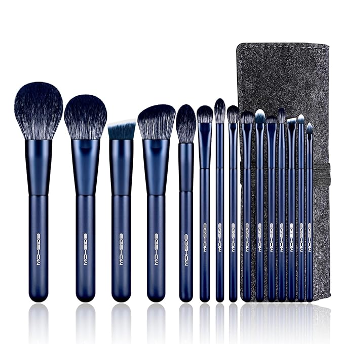 Makeup Brush Set EIGSHOW Professional Makeup Brushes Kit Foundation Powder Concealers Eye Shadows Makeup 15 Piece for Eye Face Liquid Cream Cosmetics Brushes Kit Best Birthday Gift for Women(BLUE)