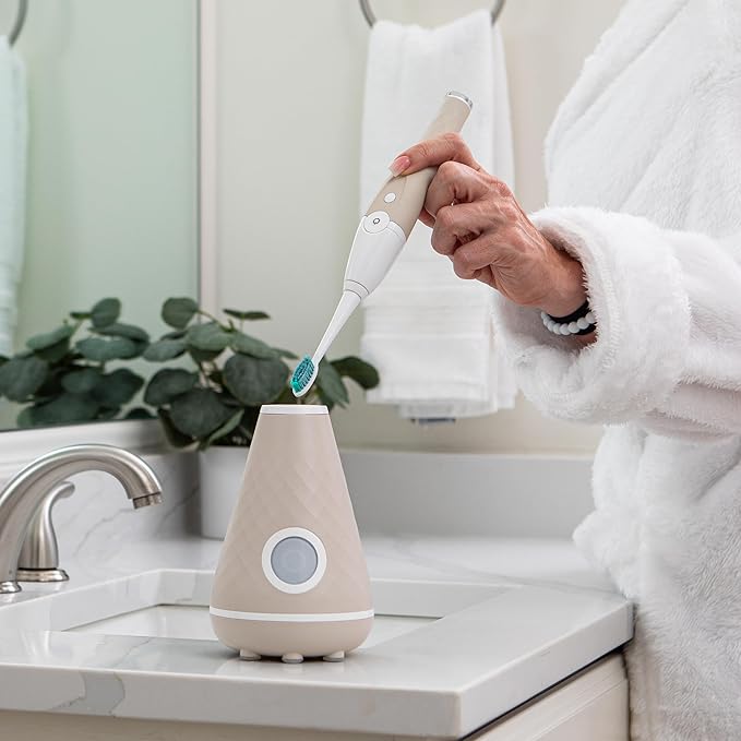 TAO Clean UV Sanitizing Sonic Toothbrush and Cleaning Station Electric Toothbrush Dual Speed Setting Sandstone