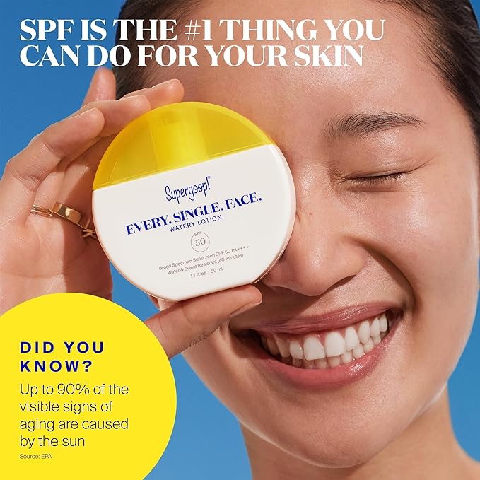 Supergoop! Every. Single. Face. Watery Lotion - 1.7 fl oz - Broad Spectrum SPF 50 PA++++ Sunscreen Lotion - Water &amp Sweat Resistant - All Skin Types