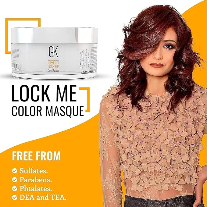 GK HAIR Hair Masque (7.05 Fl Oz/200g) Global Keratin Lock Me Deep Conditioner Mask for Color Protection Against Dull Damaged &amp Weak Hair All Hair Types