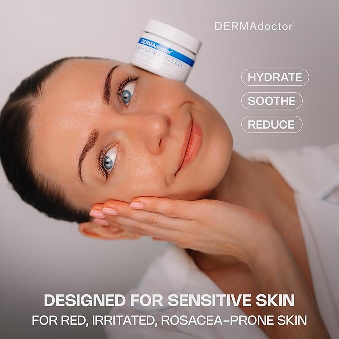 DERMAdoctor Redness &amp Itchy Skin Relief Calm Cool + Corrected Tranquility Cream for Sensitive Skin | moisturizing face cream Hydration with Squalane &amp Hyaluronic Acid White Tea Extract ? 1.7oz