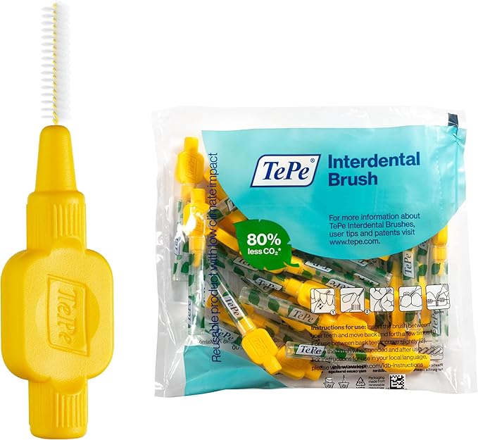 TePe Pack of 25 Interdental Brush Original Soft Dental Brush for Teeth Cleaning 4 Yellow