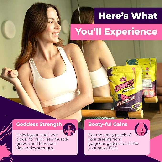 Primal Queen Goddess Creatine Gummies ? Low-Sugar Chewable Creatine for Women | Booty and Muscle Builder Faster Recovery Strength | High-Potency Wild Watermelon Flavor ? 150 Bites (5g per Serving)