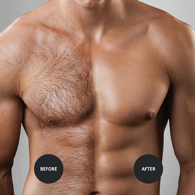 Maxpearl Hair Removal Waxing kit for Men Nose &amp Ear Wax Kit with Silicone Pot - Hair Removal for Unwanted Coarse Male Body Hair - Mustache Eyebrows Underarms Back Chest Legs and More