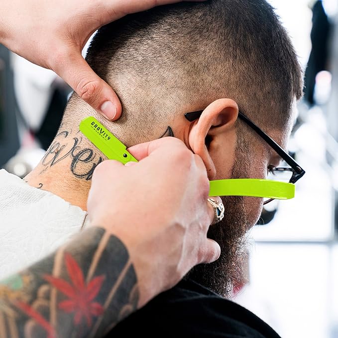 GRAVITY RAZORS Professional Straight Razor Kit ? Minimal Exposure Includes 10 Premium Blades 0.5mm Exposed Green