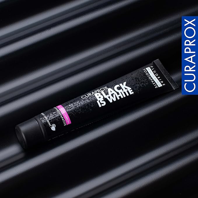 Curaprox Black is White Toothpaste ? for Teeth Whitening &amp Fresh Breath | Charcoal Formula with Fluoride | 90 ml |Single Pack