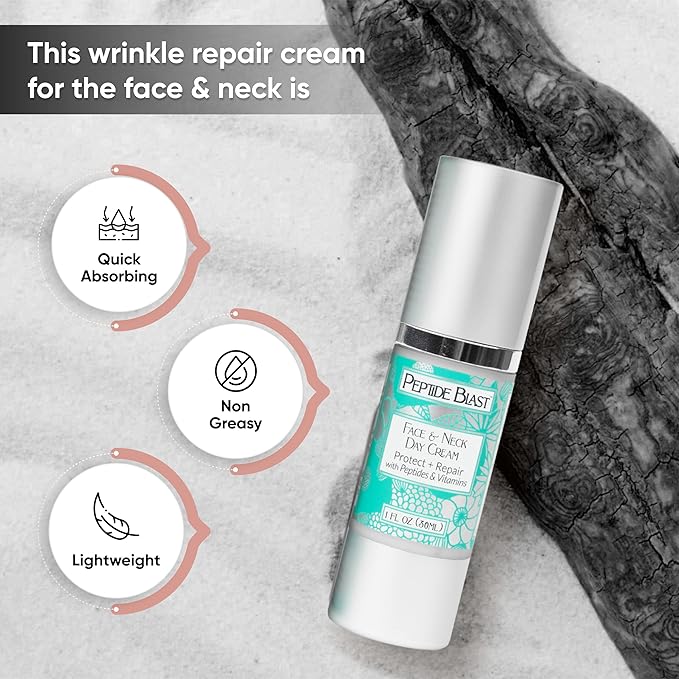 Peptide Blast DAY CREAM Packed with Collagen Peptides and Vitamins C &amp E ? For Face &amp Neck - 1oz.