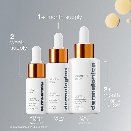 Dermalogica Biolumin-C Serum Vitamin C Dark Spot Serum for Face with Peptide and AHA - Exfoliates and Reduces Unbalanced Pigmentation for Brighter Firmer Skin