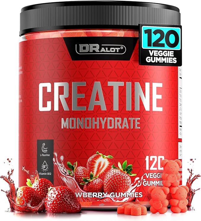 99.99% Creatine Monohydrate Gummies More 15% Strength 5X Energy &amp Muscle Support Pre-Workout Complex Creatine for Women &amp Men with 5000mg Creatine L-Taurine B12 Mg &amp K 0 Sugar Vegan