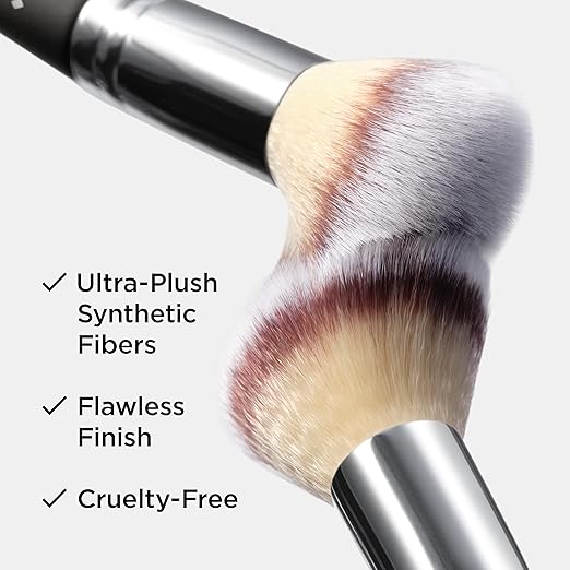 IT Cosmetics Heavenly Luxe Complexion Perfection Brush #7 - Dual-Ended Premium Makeup Brush for Foundation Concealer &amp Contour Ultra-Soft Synthetic Fibers Airbrush Finish Pro-Hygienic Cruelty-