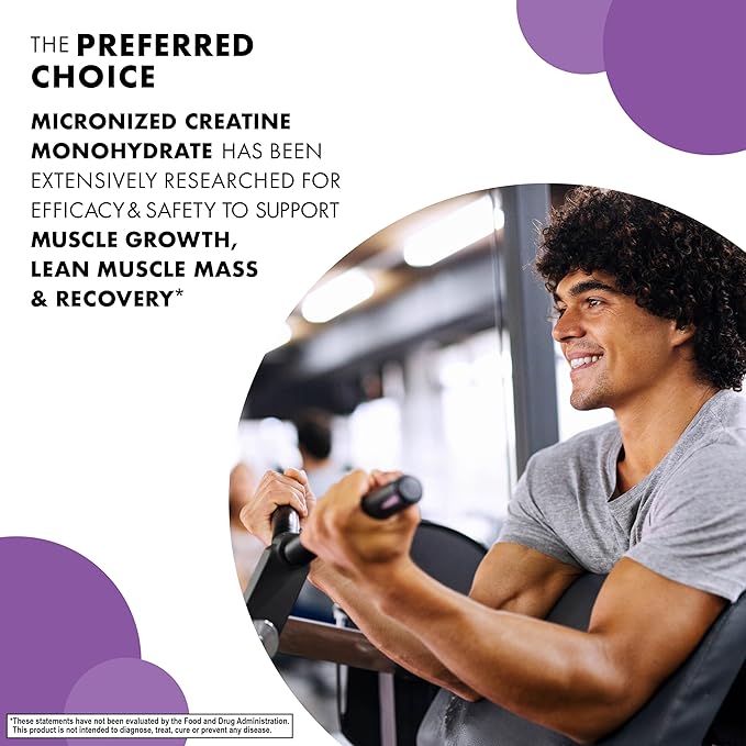 BlueBonnet Nutrition Micronized Creatine Monohydrate 5 g ? Supports Lean Muscle Mass* - Non-GMO Vegan Kosher Certified Gluten-Free Soy-Free Milk-Free ? Unflavored 10.58 OZ 60 Servings