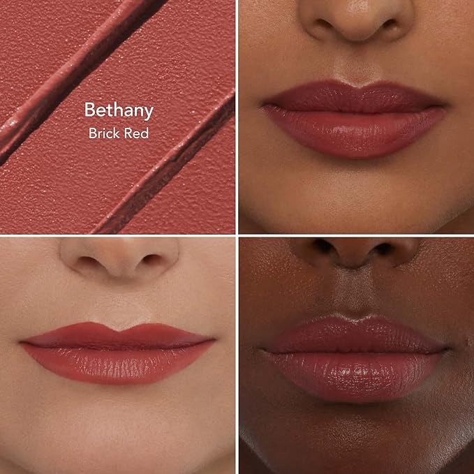 Thrive Causemetics Impact-FULL Smoothing Lipstick Moisturizing Lip Makeup Essential with Vitamin E Lightweight Creamy Lipstick for Women Long Lasting Vegan Shade Bethany (Brick Red)