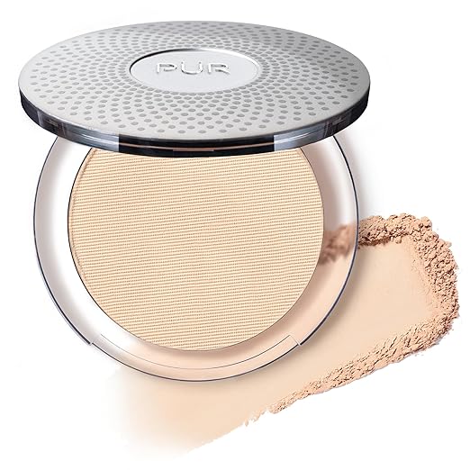 P?R MINERALS 4-in-1 Pressed Mineral Makeup Powder Foundation with SPF 15 - Concealer &amp Finishing Compact Pressed Powder for Face - Buildable Medium to Full Coverage Foundation Powder