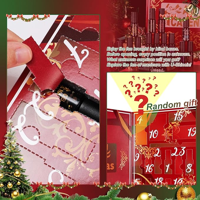 Nail Polish Advent Calendar 202524-Piece Nail Varnish Advent Calendar Christmas Calendar for Women and Girls Nail Polish Colours Kit Nail Art Tool Glitter Decorations Care and Accessories