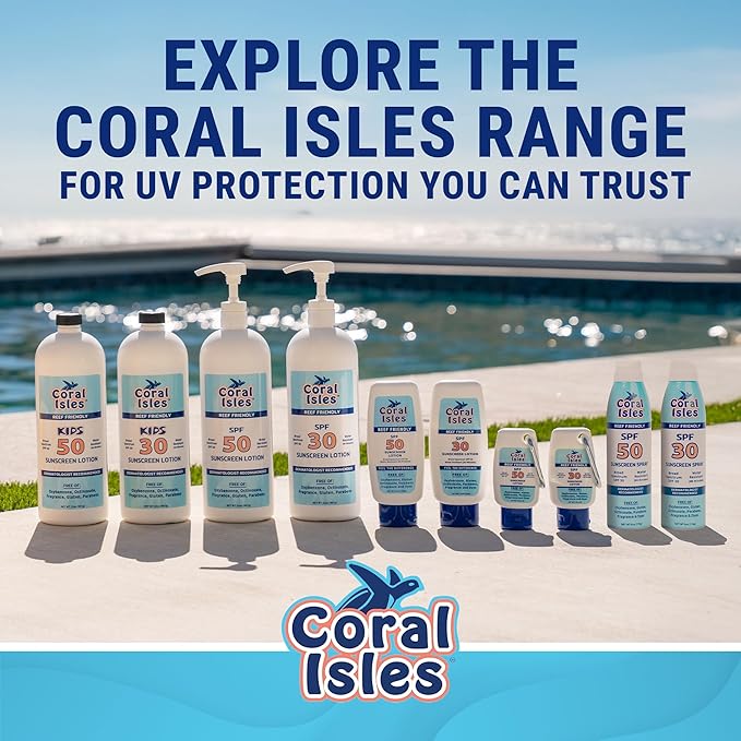 Coral Isles Sunscreen Spray SPF 50 - Hawaii Compliant - Oxybenzone &amp Octinoxate Free - Broad Spectrum - Water Resistant 6 Fl Oz (Pack of 3)