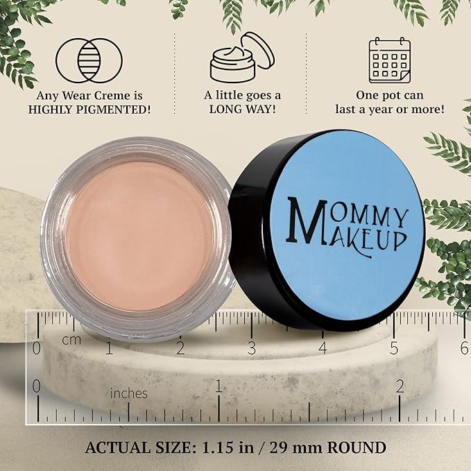 Mommy Makeup Any Wear Creme Eyeshadow - Waterproof Crease-Proof Long Lasting High Pigment Oil-free - Cream to Powder for Eyes Cheeks &amp Lips (Nudetrality)