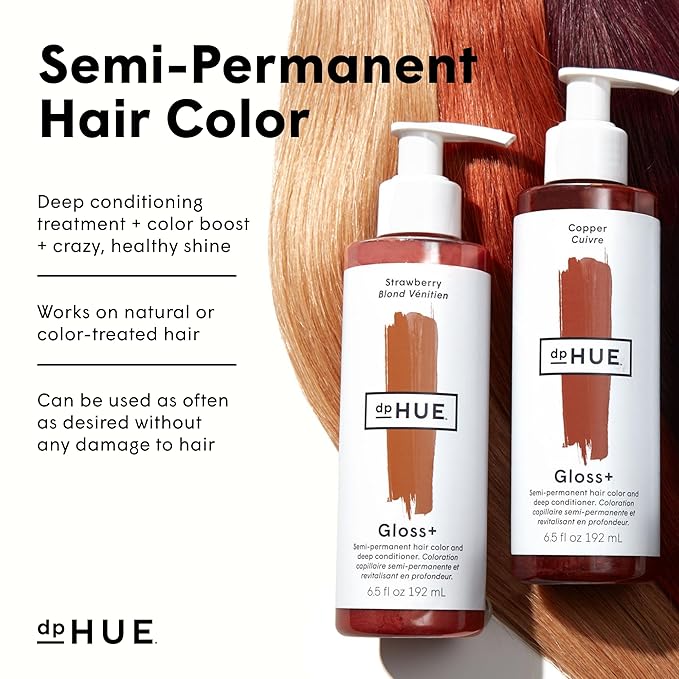 dpHUE Gloss+ Auburn - 6.5 oz (8-12 Applications) - Semi-Permanent Hair Color &amp Conditioner - Lasts Up to Eight Washes - Paraben SLS &amp SLES Sulfate Free - Vegan Leaping Bunny Certified