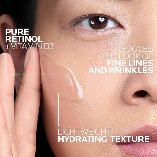 La Roche-Posay Pure Retinol Face Serum with Vitamin B3 Anti Aging Face Serum for Lines Wrinkles &amp Premature Sun Damage to Resurface &amp Hydrate Suitable for Sensitive Skin 1.0 Fl. Oz