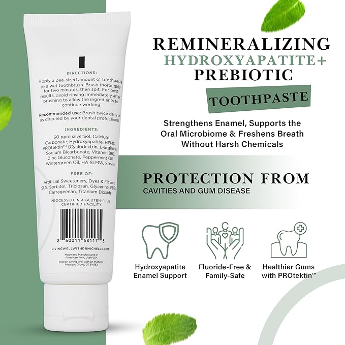 Hydroxyapatite Toothpaste ? Fluoride-Free Remineralizing Formula with PROtektin ? Supports Enamel Strength Oral Microbiome &amp Gum Health ? Mint ? 4 oz
