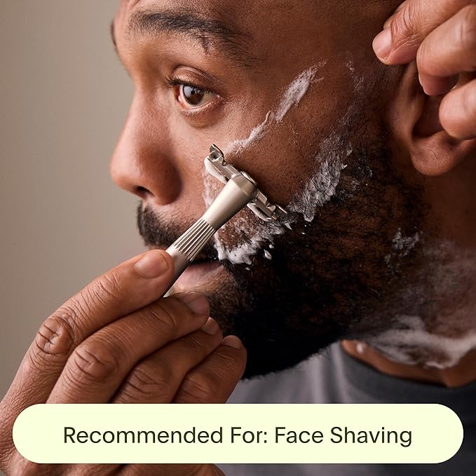 Leaf Shave | Leaf Thorn Razor All-Metal Single Blade Razor for Men &amp Women Fixed Head with Magnetic Load Assist Includes 5 Stainless Steel Blades Face Shaving and Coarser Hair - Chrome
