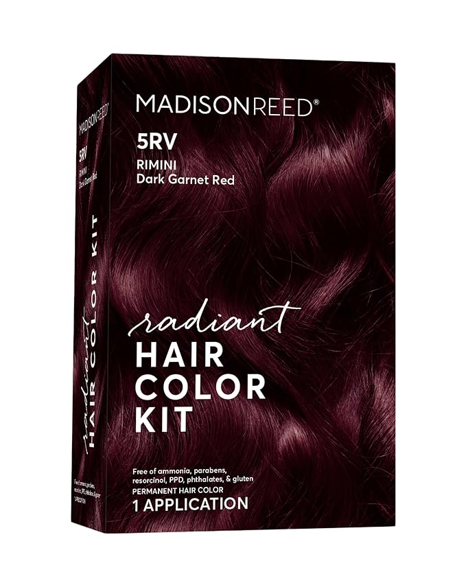 Madison Reed Radiant Hair Color Kit | 5RV Dark Garnet Red with Vibrant Red Violet Tones (Rimini Garnet) Vivid Color-Enhancing Salon-Quality Permanent Hair Dye | PPD-Free &amp Ammonia-Free |1 Pack