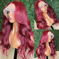 13X6 99j Burgundy Lace Front Wigs Human Hair200% Density 99j HD Lace Front Wigs Red Colored Body Wave Human Hair Wigs 30inch