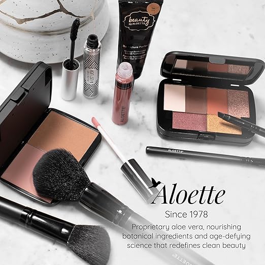 Aloette Professional 5-Piece Makeup Brush Set - Collection Includes Powder Brush Blush Brush Liquid Foundation Brush &amp 2 Eyeliner Brushes - Cruelty Free Synthetic Makeup Brushes for Face