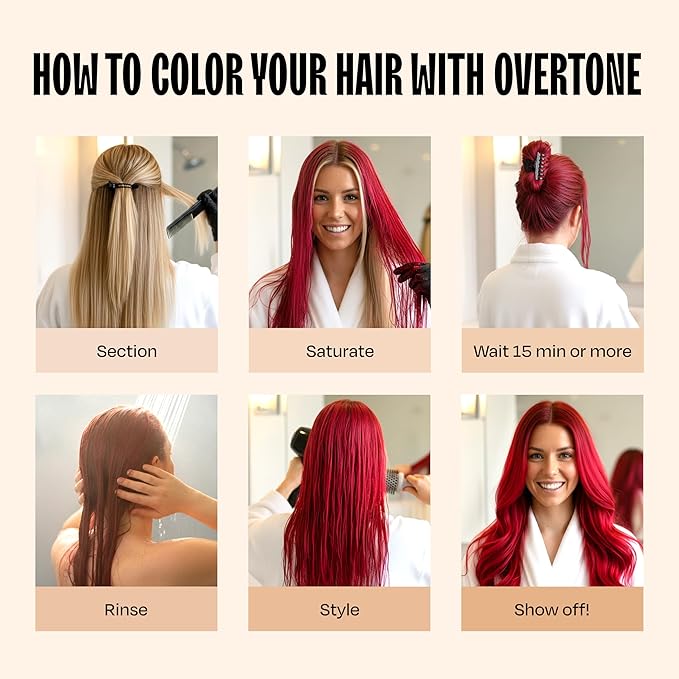 Overtone Semi Permanent Hair Color Conditioner Scarlet Red 8 oz Nourishing Damage-Free Color Depositing Mask for All Hair Types with Shea Butter &amp Coconut Oil Vegan &amp Cruelty-Free