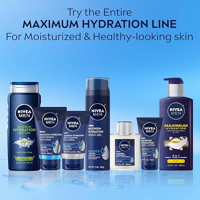 NIVEA MEN Maximum Hydration Deep Cleaning Face Scrub With Aloe Vera 3 Pack of 4.4 Oz Tubes