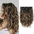 REECHO Clip in Hair Extensions - 4PCS 12 Short Curly Wavy Brown with Highlights