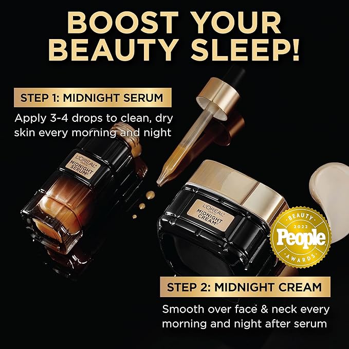 L'Oreal Paris Age Perfect Anti-Aging Midnight Face Serum Reduce Wrinkles 1oz + Eye Cream Sample