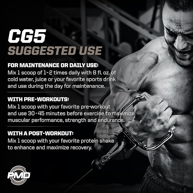 PMD Sports CG5 Premium Creatine &amp L Glutamine Powder Power Recovery Build Lean Muscle Increase Workout Performance Maximum Strength Pre Workout &amp Post Workout Unflavored 60 Servings