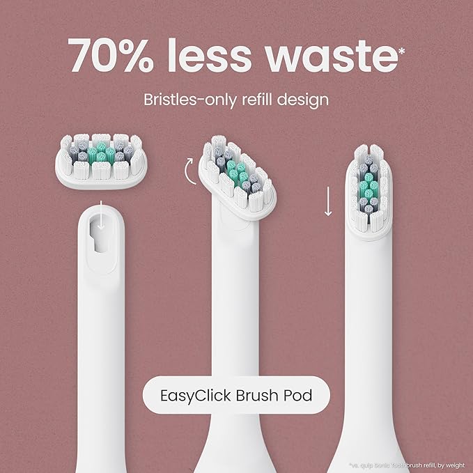 Quip Ultra Next Generation Smart Toothbrush - Timed Electric Toothbrush with Case - Replaceable Brush Head Soft Bristles Silicone Handle 30-Day Battery Life - Travel Toothbrush - Stone
