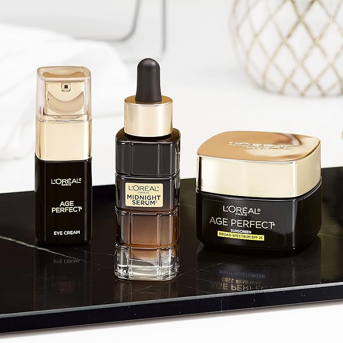 L'Oreal Paris Age Perfect Anti-Aging Midnight Face Serum Reduce Wrinkles 1oz + Eye Cream Sample