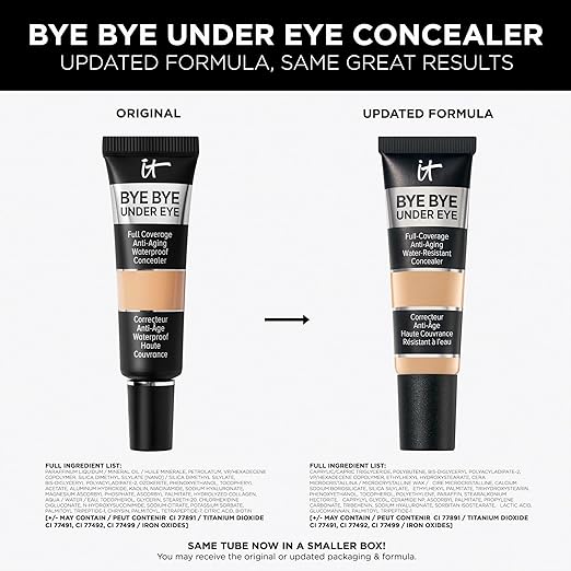 IT Cosmetics Bye Bye Under Eye Concealer - Water-Resistant 24H Full Coverage Brightening Concealer For Dark Circles Fine Lines Redness &amp Discoloration Anti-Aging Color Correcting Cream - 0.4 f