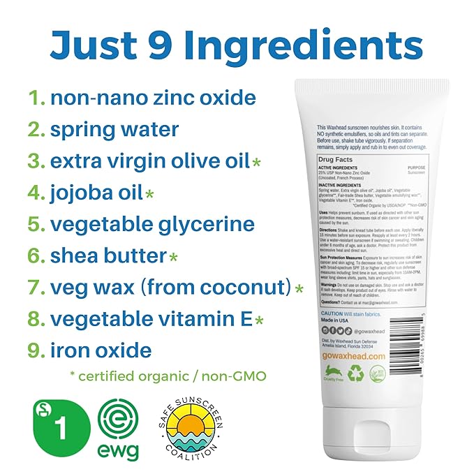 Waxhead Tinted Mineral Sunscreen for Face ? Sheer Glow BB Cream Moisturizer with SPF?31 Non-Nano Zinc Oxide Unscented Non?Comedogenic Mineral Facial Sunscreen Wear under Makeup (Medium Tint 4oz)