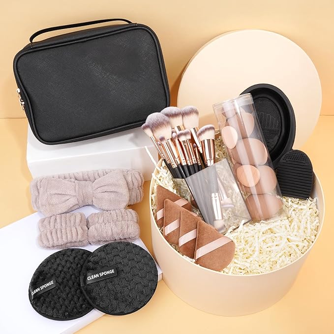 MAGEFY Makeup Brushes 37 Pcs Makeup Kit Multi-functional Makeup Tool Set with Double-End Powder Blush Eyeshadows Brush Make up Brushes Set BagBlackgold