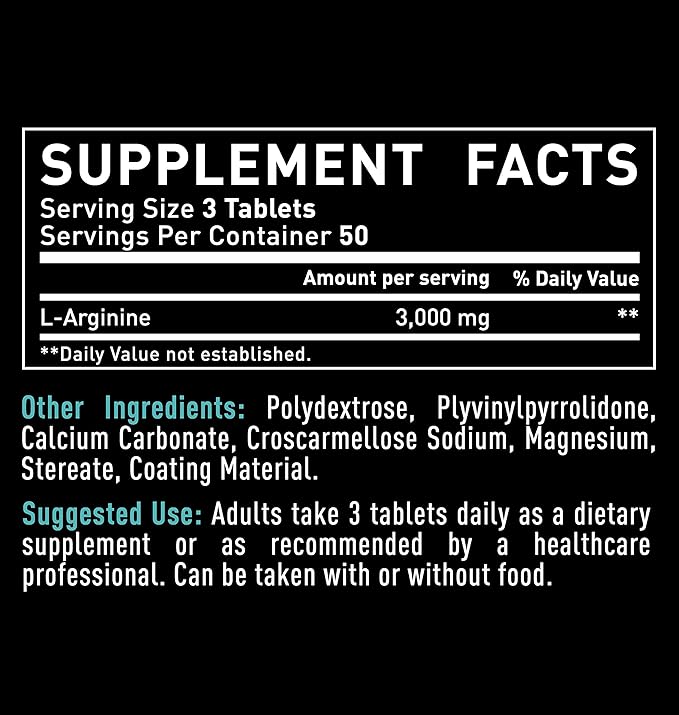 Zeal Naturals L Arginine 3000mg Capsules (150 Tablets | 1000mg) Maximum Dose L-Arginine Nitric Oxide Supplement for Supporting Muscle Growth Vascular Function and Energy - Nitric Oxide Booster