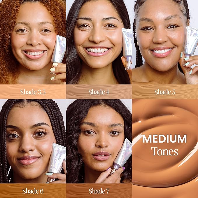 Naked Sundays BeautyScreen??SPF 50 Mineral Peptide Foundation Tint ? 2-in-1 Skin Tint &amp Mineral Sunscreen | Radiant Buildable Coverage Acne-Safe Infused with Peptides (4 Medium honey 1.01 fl o
