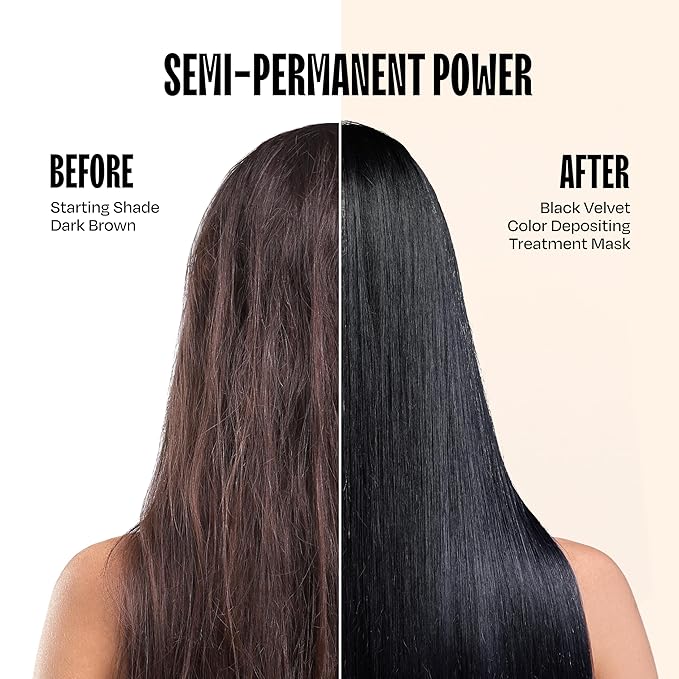 Overtone Semi Permanent Hair Color Conditioner Black Velvet 8 oz Nourishing Damage-Free Color Depositing Mask for All Hair Types with Shea Butter &amp Coconut Oil Vegan &amp Cruelty-Free