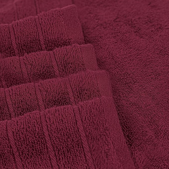 Tens Towels Pack of 4 Extra Large Bath Towels 30 x 60 Inches 100% Cotton Larger &amp Lighter Weight Quicker to Dry Super Soft and Absorbent Perfect for Bathroom Burgundy