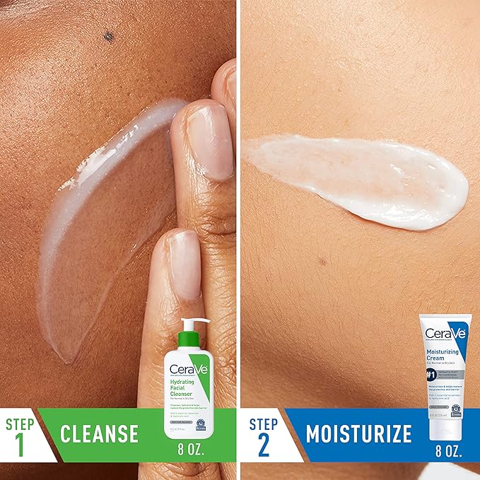 CeraVe Hydrating Skin Care Set 8oz Moisturizing Cream &amp 8oz Hydrating Facial Cleanser Ceramides + Hyaluronic Acid Moisturizer and Face Wash Accepted by National Eczema Association