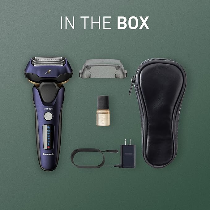 Panasonic ARC5 Electric Razor for Men with Pop-up Trimmer Wet Dry 5-Blade Electric Shaver with Intelligent Shave Sensor and 16D Flexible Pivoting Head - ES-ALV6HA (Navy)