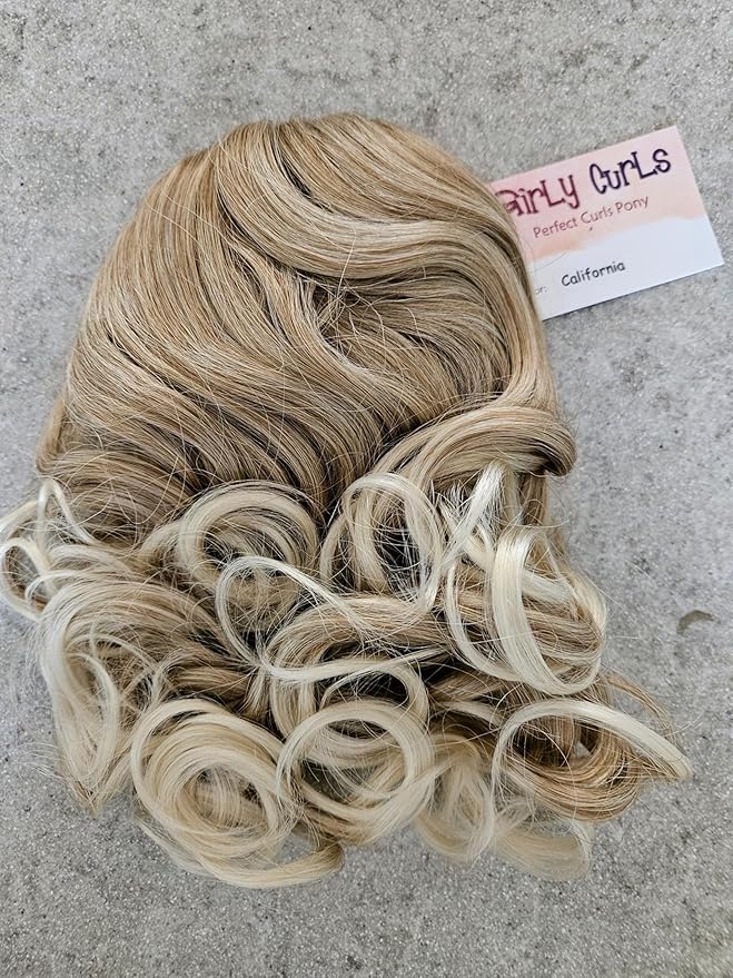 Perfect Curls Cheerleader Hairpiece 14 inch Curly Ponytail Hairpiece for Young Girls (California)